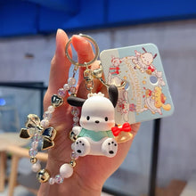 Load image into Gallery viewer, Sanrio Beads and Gold Ribbon Keyrings / サンリオビーズ&ゴールドリボンキーリング