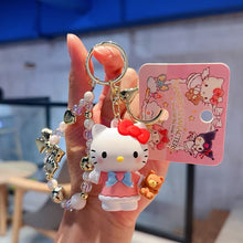 Load image into Gallery viewer, Sanrio Beads and Gold Ribbon Keyrings / サンリオビーズ&ゴールドリボンキーリング