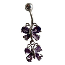 Load image into Gallery viewer, 2 Butterflies Navel Piercing / 2匹の蝶のへそピアス
