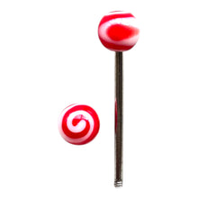 Load image into Gallery viewer, Red & White Swirl Tongue Pierce / 赤&ホワイト 渦巻き 舌ピアス
