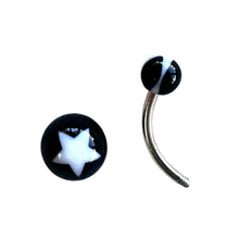 ギャラリービューアに画像を読み込み、Black w/ White Star Navel Pierce / ブラック×ホワイトスター へそピアス