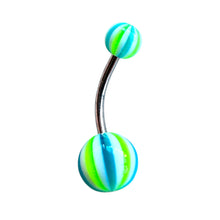 ギャラリービューアに画像を読み込み、Ball w/ Stripes Navel Pierce / ストライプ柄ボールのへそピアス