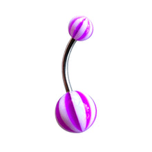 ギャラリービューアに画像を読み込み、Ball w/ Stripes Navel Pierce / ストライプ柄ボールのへそピアス