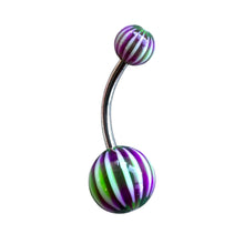 ギャラリービューアに画像を読み込み、Ball w/ Stripes Navel Pierce / ストライプ柄ボールのへそピアス