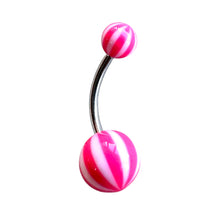 ギャラリービューアに画像を読み込み、Ball w/ Stripes Navel Pierce / ストライプ柄ボールのへそピアス