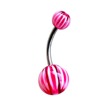 ギャラリービューアに画像を読み込み、Ball w/ Stripes Navel Pierce / ストライプ柄ボールのへそピアス