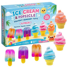 ギャラリービューアに画像を読み込み、Ice Cream and Popsicle Squishy Sensory Set of 6 /アイスクリーム&アイスキャンディー スクイーズ・センサリーセット(6個セット)