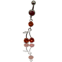 ギャラリービューアに画像を読み込み、14G Surgical Steel Red Collection Dangle Belly Button Ring
