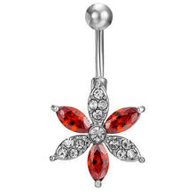 ギャラリービューアに画像を読み込み、14G Surgical Steel Red Collection Dangle Belly Button Ring