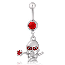 ギャラリービューアに画像を読み込み、14G Surgical Steel Red Collection Dangle Belly Button Ring