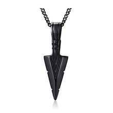 Load image into Gallery viewer, Arrow head pendant, high polished stainless steel pendant with necklace.