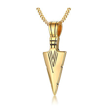 Load image into Gallery viewer, Arrow head pendant, high polished stainless steel pendant with necklace.