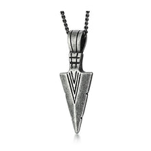 Load image into Gallery viewer, Arrow head pendant, high polished stainless steel pendant with necklace.