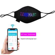 Load image into Gallery viewer, LED Light Reusable Face Mask with Bluetooth and App Controlled USB, Rechargeable Battery