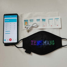 Load image into Gallery viewer, LED Light Reusable Face Mask with Bluetooth and App Controlled USB, Rechargeable Battery