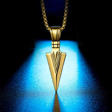 Load image into Gallery viewer, Arrow head pendant, high polished stainless steel pendant with necklace.