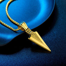 Load image into Gallery viewer, Arrow head pendant, high polished stainless steel pendant with necklace.