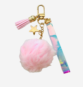 Pink Tassel and Fur Ball Key Chain　ふわふわキーチェーン