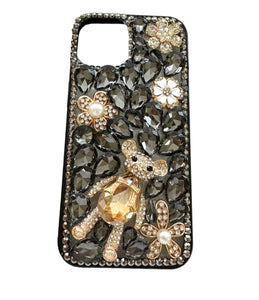 Shiny, Black Crystal Iphone Cases with Teddy Bear Design　くま