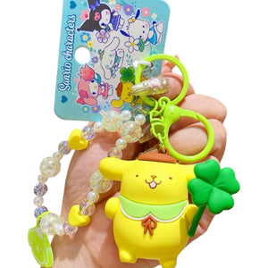 Sanrio 3D Keyrings with flower and leaf beads