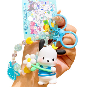 Sanrio 3D Keyrings with flower and leaf beads