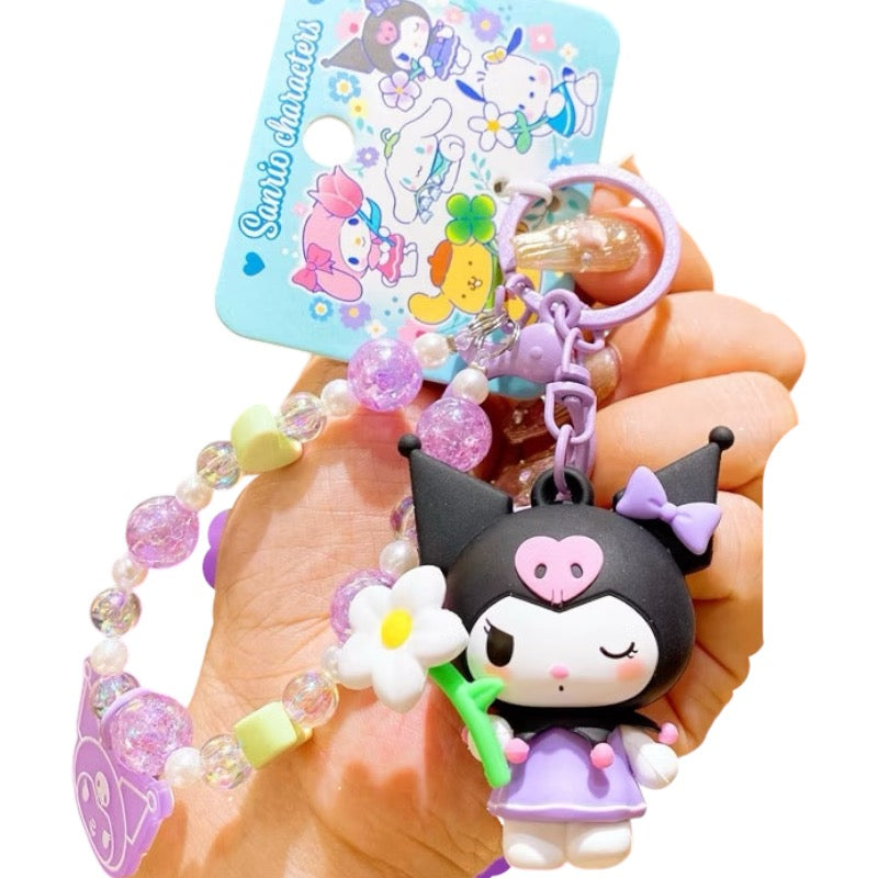 Sanrio 3D Keyrings with flower and leaf beads