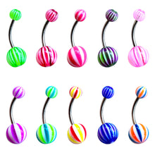 ギャラリービューアに画像を読み込み、Ball w/ Stripes Navel Pierce / ストライプ柄ボールのへそピアス
