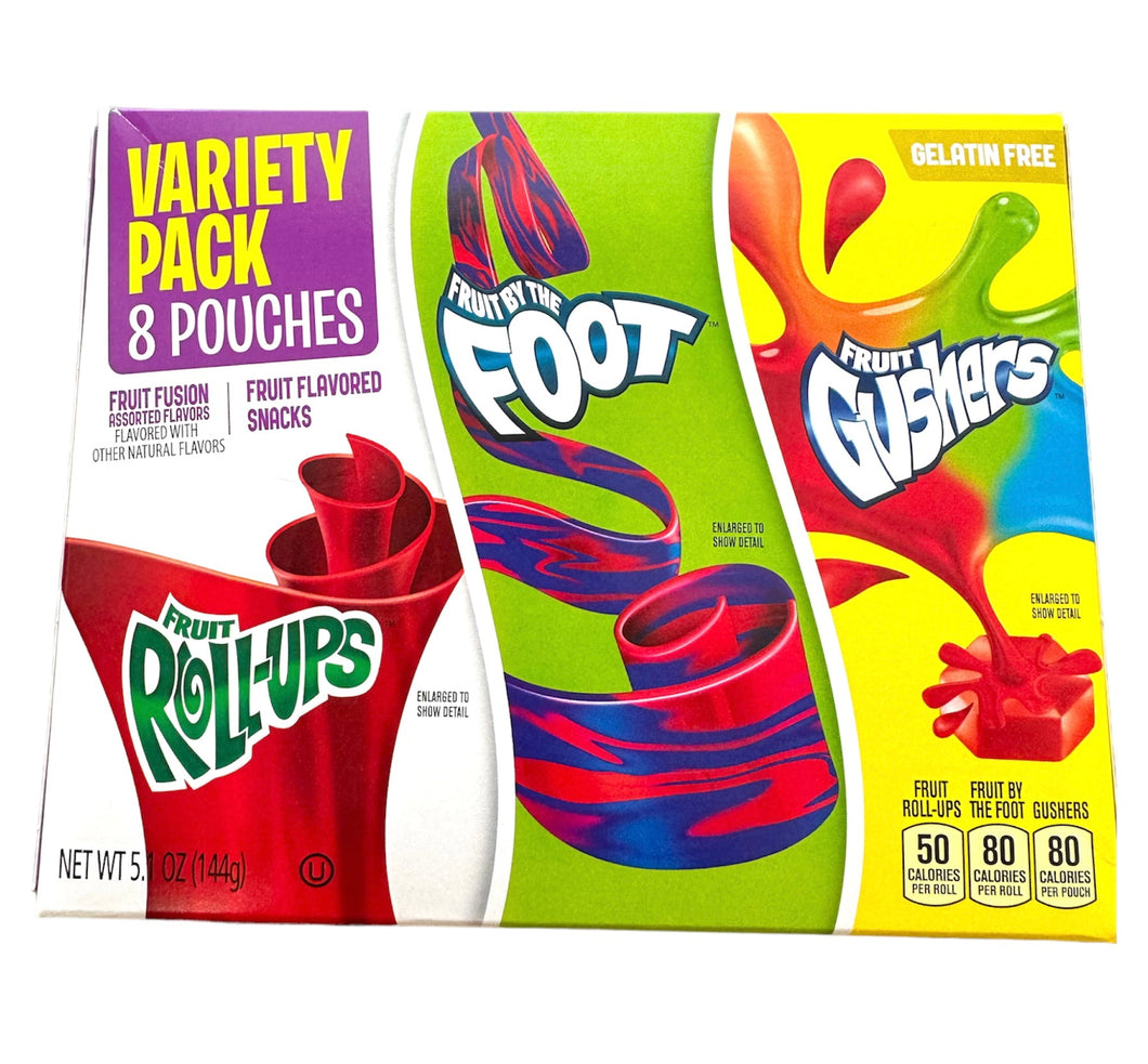 Variety Pack of FRuit Roll ups, Fruit by The Foot and Fruit Gushers (8 packs)　フルーツロールアップ　バラエティパック