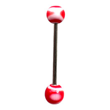 Load image into Gallery viewer, Red &amp; White Swirl Tongue Pierce / 赤＆ホワイト 渦巻き 舌ピアス
