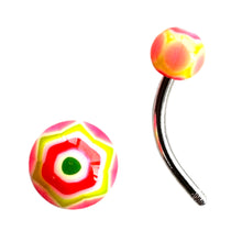 ギャラリービューアに画像を読み込み、Yellow w/ Pink Oval Navel Pierce / イエロー×ピンク 楕円形へそピアス
