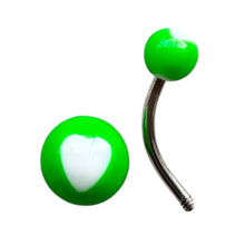 ギャラリービューアに画像を読み込み、Green Ball w/ Heart Navel Pierce / ハート＆グリーンボール・へそピアス
