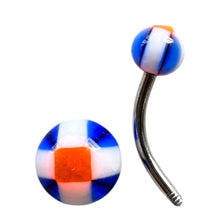ギャラリービューアに画像を読み込み、Blue Ball w/ Orange Square Navel Pierce / オレンジのスクエア付きブルーボール・へそピアス

