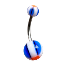 ギャラリービューアに画像を読み込み、Blue Ball w/ Orange Square Navel Pierce / オレンジのスクエア付きブルーボール・へそピアス
