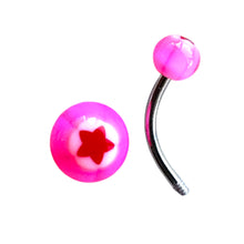 ギャラリービューアに画像を読み込み、Star &amp; Pink Ball Navel Pierce / スター＆ピンクボール へそピアス
