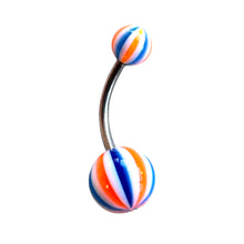 ギャラリービューアに画像を読み込み、Ball w/ Stripes Navel Pierce / ストライプ柄ボールのへそピアス
