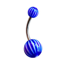 ギャラリービューアに画像を読み込み、Ball w/ Stripes Navel Pierce / ストライプ柄ボールのへそピアス
