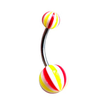 ギャラリービューアに画像を読み込み、Ball w/ Stripes Navel Pierce / ストライプ柄ボールのへそピアス
