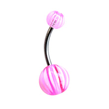ギャラリービューアに画像を読み込み、Ball w/ Stripes Navel Pierce / ストライプ柄ボールのへそピアス
