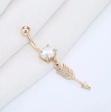 Load image into Gallery viewer, Arrow Dangle Belly Button Ring
