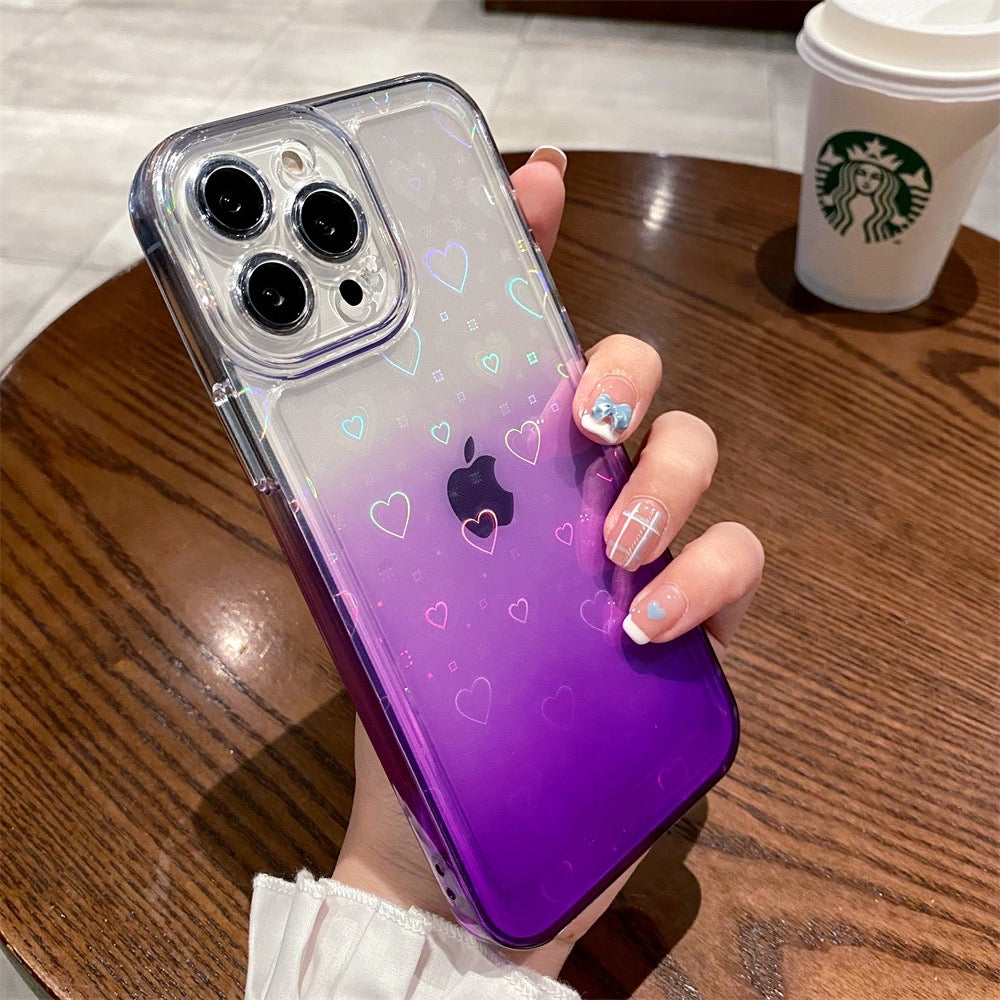 Custom Mirror TPU Gradient Purple Color Iphone Cases　むらさき