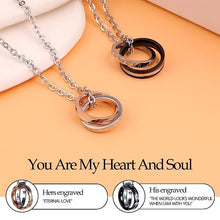 ギャラリービューアに画像を読み込み、His&amp;Her “Eternal Love” Ring Pendant Couple Necklaces
