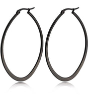 ギャラリービューアに画像を読み込み、Oval hoop stainless pierced earrings
