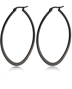 Oval hoop stainless pierced earrings