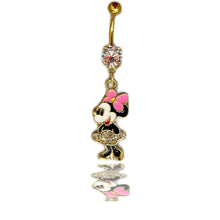 Load image into Gallery viewer, Mickey and Minnie Mouse Dangle Belly Button Ring
