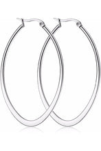 ギャラリービューアに画像を読み込み、Oval hoop stainless pierced earrings
