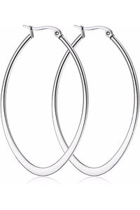 Oval hoop stainless pierced earrings