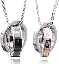 ギャラリービューアに画像を読み込み、His&amp;Hers &quot;The only eternal love&quot; Rings Pendant Couple Necklace
