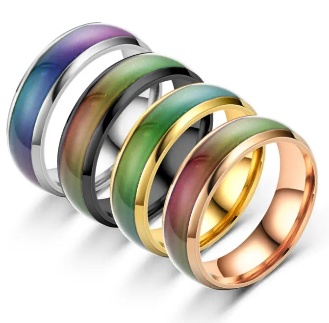 Stainless Steel Color Changing Mood Ring　気分で色が変わる　ステンレススチールリング