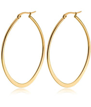 ギャラリービューアに画像を読み込み、Oval hoop stainless pierced earrings
