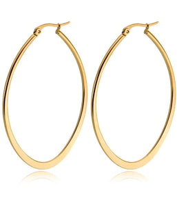 Oval hoop stainless pierced earrings